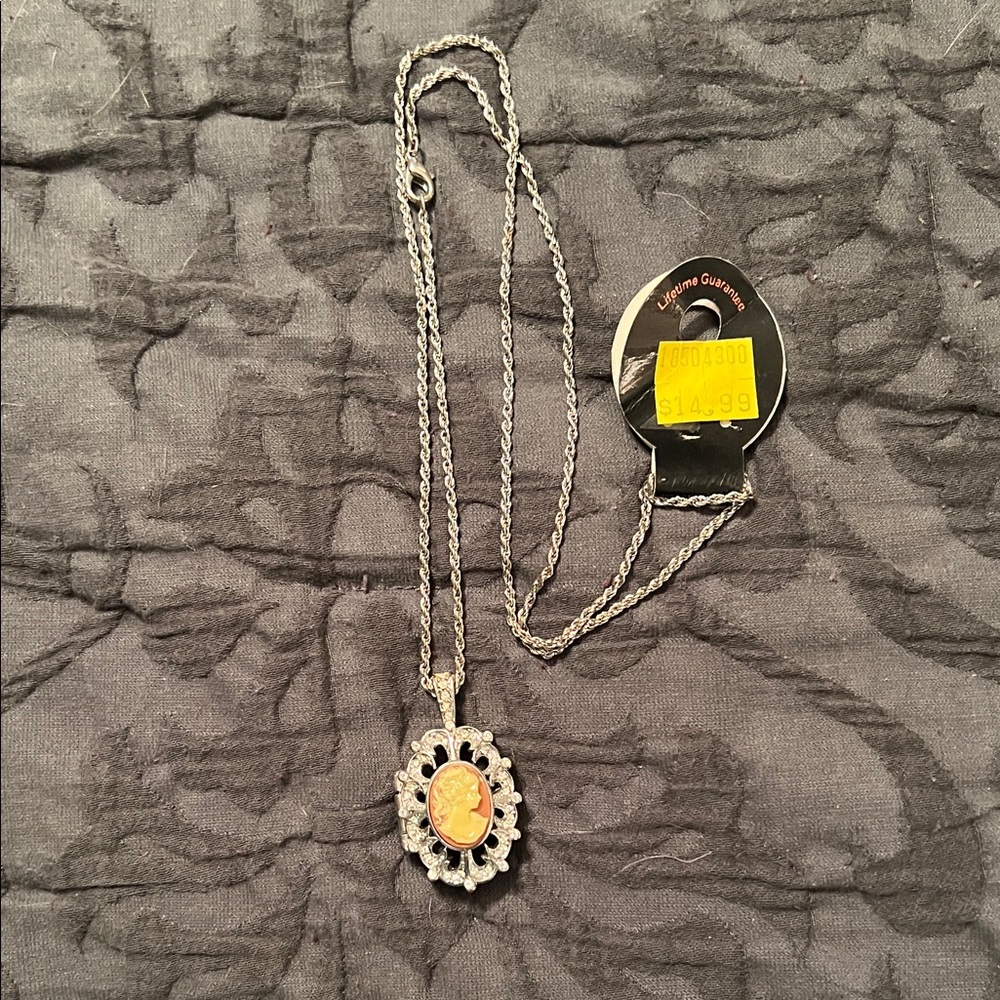 Cameo Pendant Necklace with Silver Chain